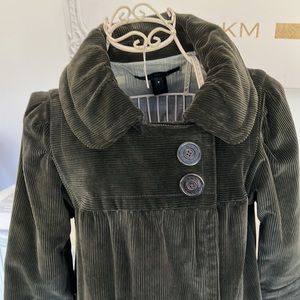 Marc By Marc Jacobs corduroy dark green car coat with snap details inside